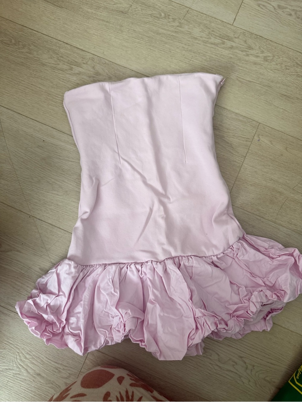 Zara Light Pink Strapless Ruffle Dress